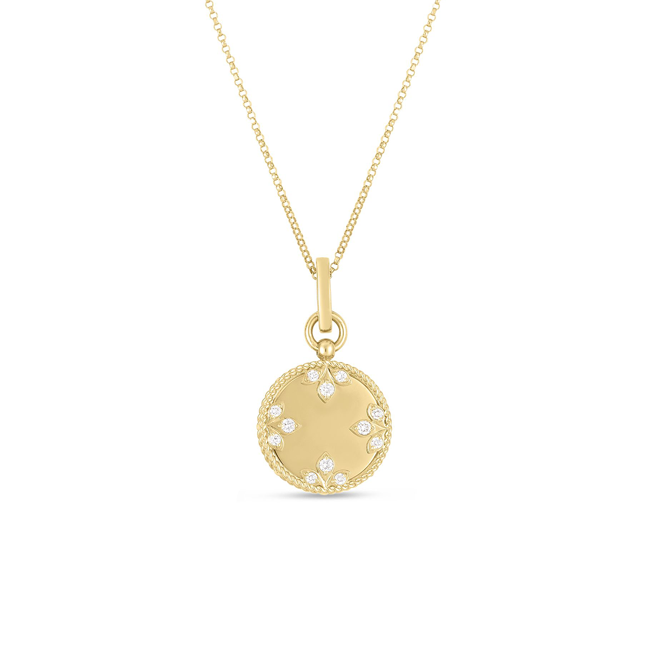 Roberto Coin Medallion Charms Yellow Gold Small Diamond Necklace
