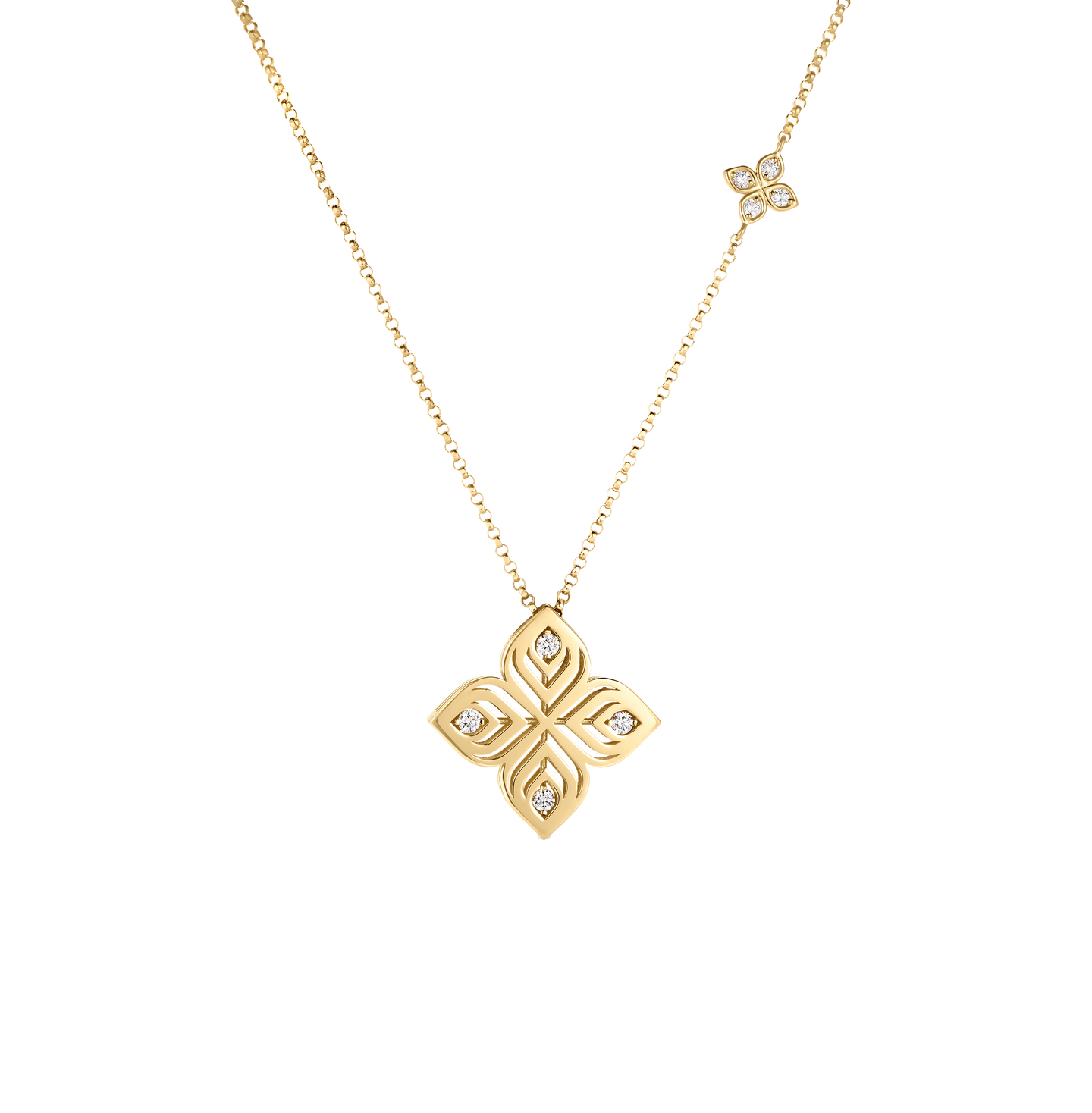 Roberto Coin Gold Medium Diamond Flower Pendant | Fink's Roberto Coin Gold Medium Diamond Flower Pendant | Fink's