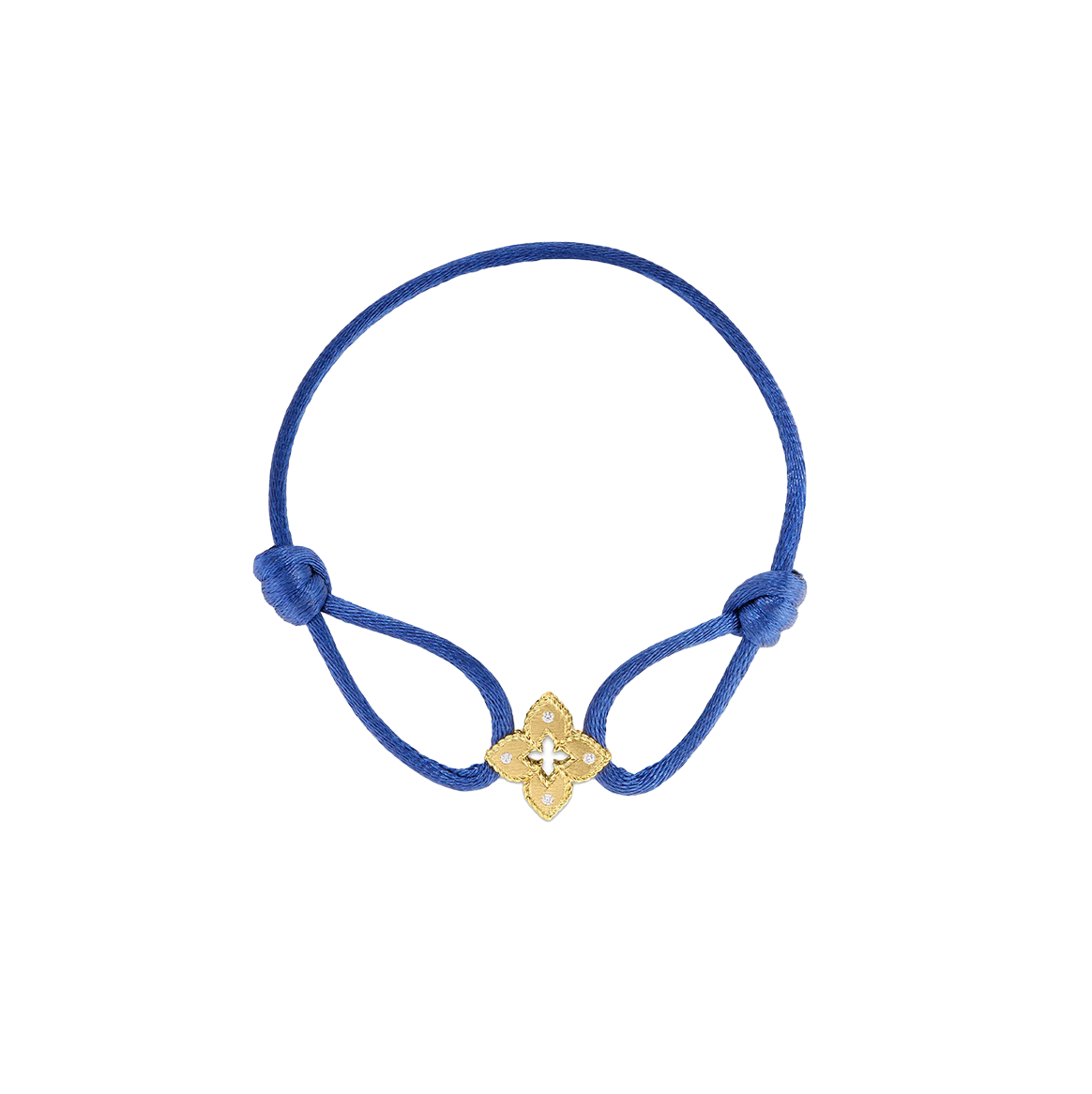 Roberto Coin Venetian Princess Diamond Flower Blue Silk Cord Bracelet