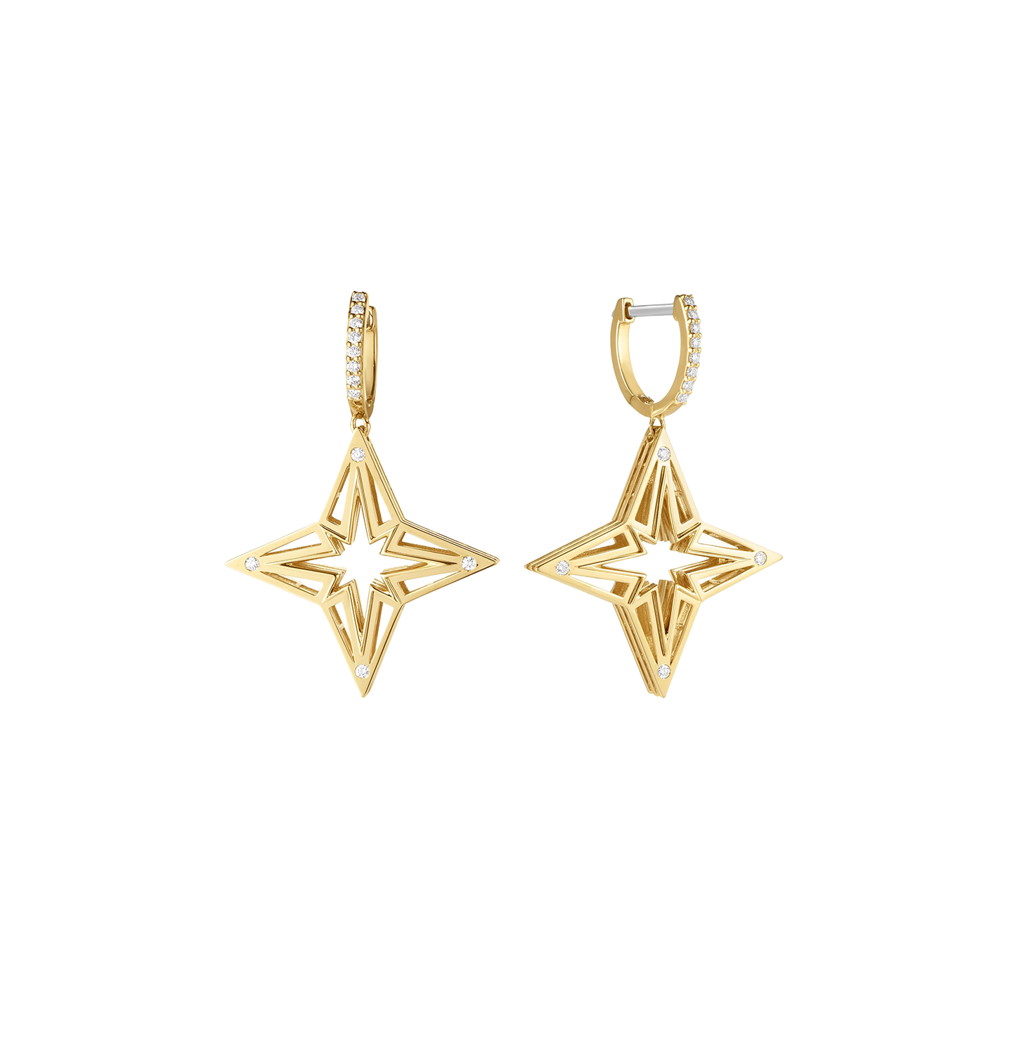 Roberto Coin Princess Star Yellow Gold Star Dangle Earrings