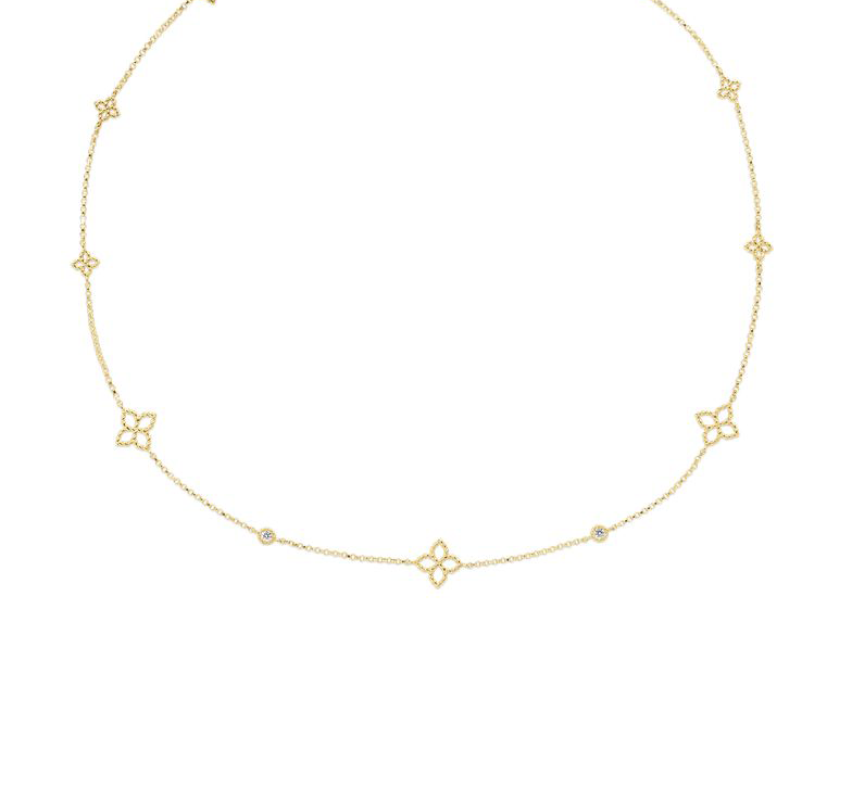 Roberto Coin Principessa Diamond & Flower Station Necklace