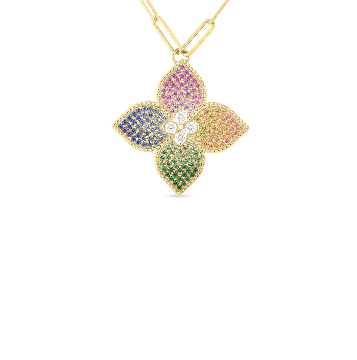 Roberto Coin Venetian Princess Mixed Sapphire and Diamond Flower Necklace
