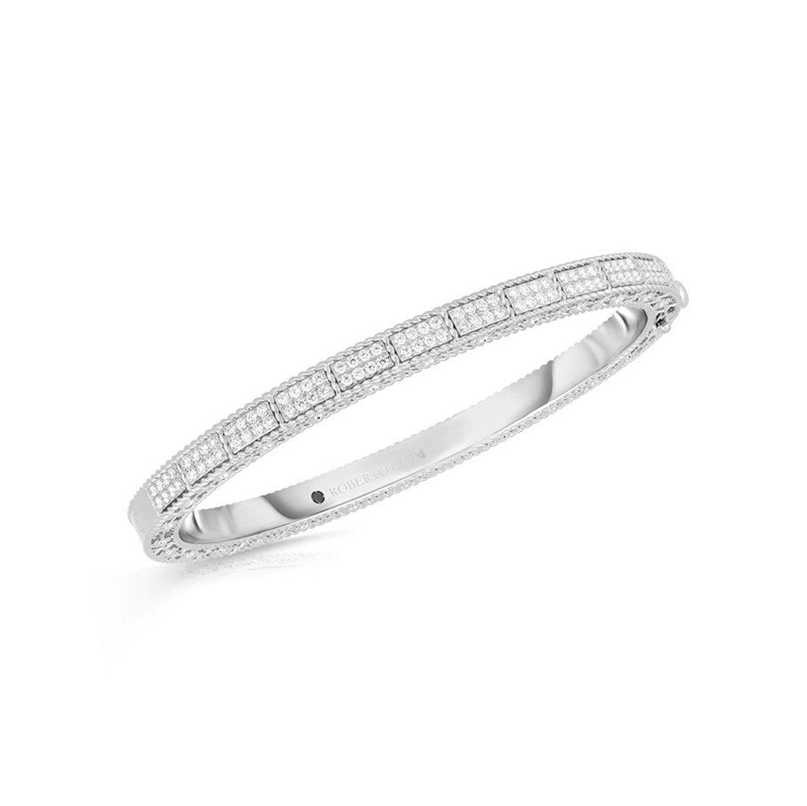 Roberto Coin Mosaic Bangle with Diamonds in White Gold