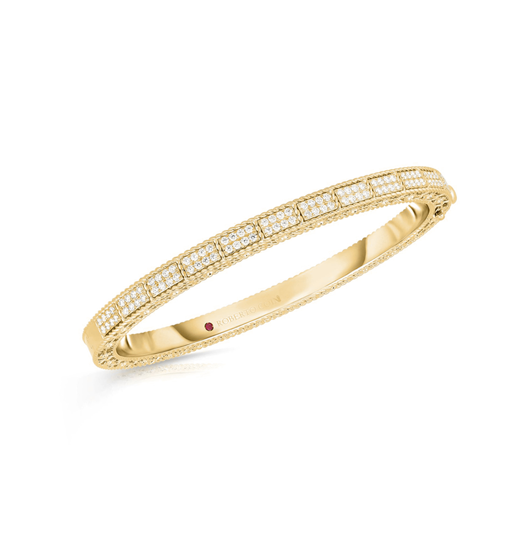 Roberto Coin Mosaic Yellow Gold and Diamond Bangle