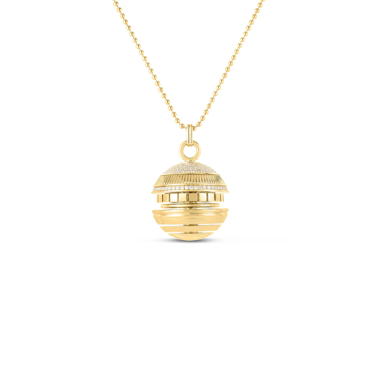Roberto Coin Mosaic Yellow Gold Diamond Sphere Bead Necklace