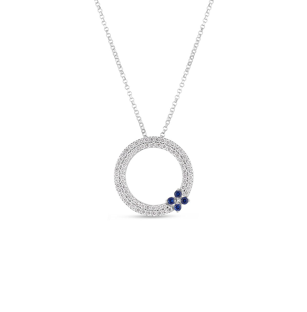 Roberto Coin Love in Verona White Gold Sapphire and Diamond Pendant Necklace