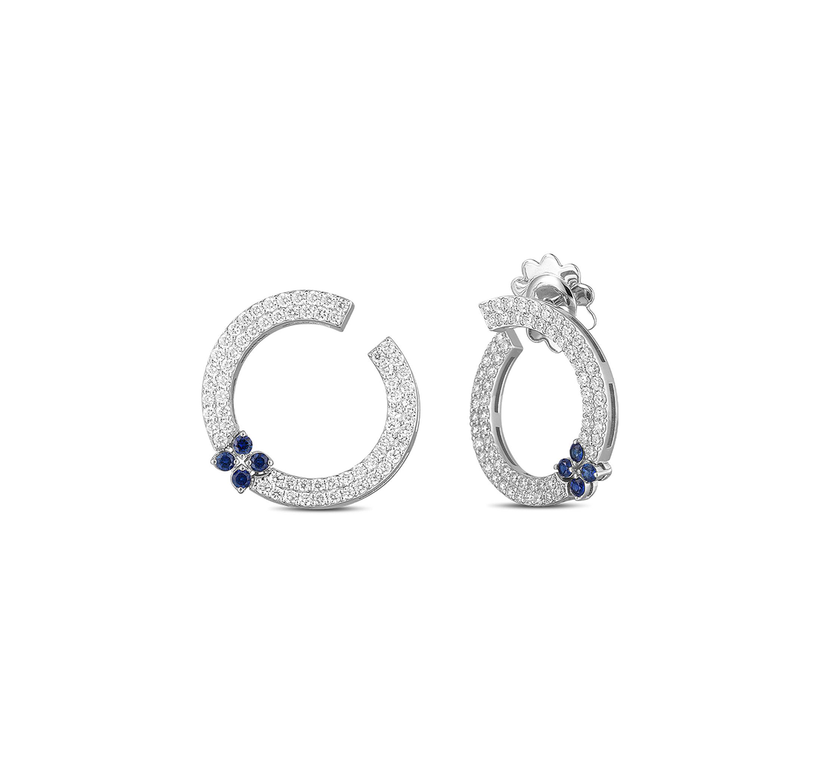 Roberto Coin Love in Verona White Gold Sapphire and Diamond Earrings