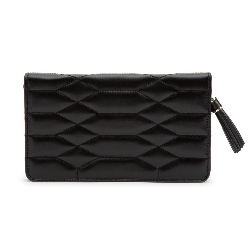 WOLF Small Quilted Leather Jewelry Portfolio in Black Leather