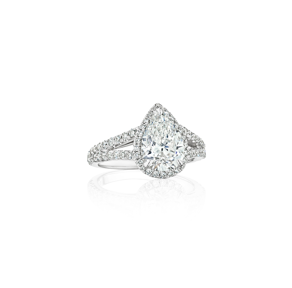 Round Diamond and Halo Platinum Engagement Ring Fink's