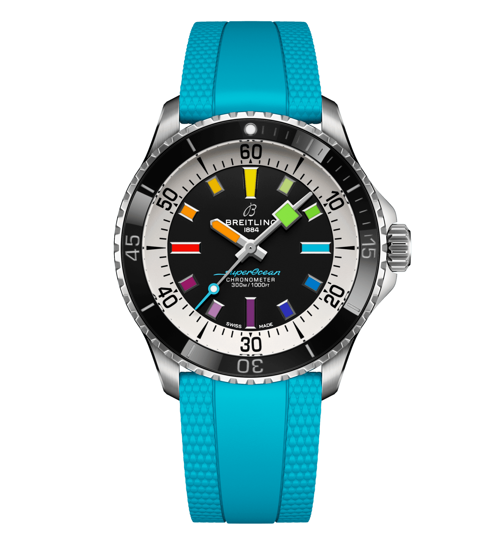Breitling Superocean 42 Watch Turquoise Rubber Strap | Fink's