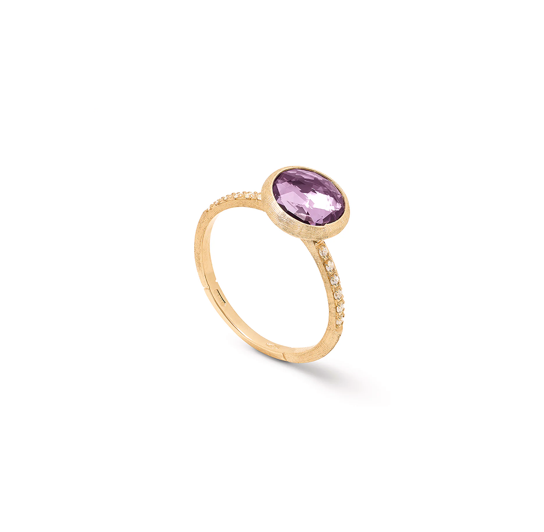 Marco Bicego Jaipur Yellow Gold Amethyst and Diamond Ring