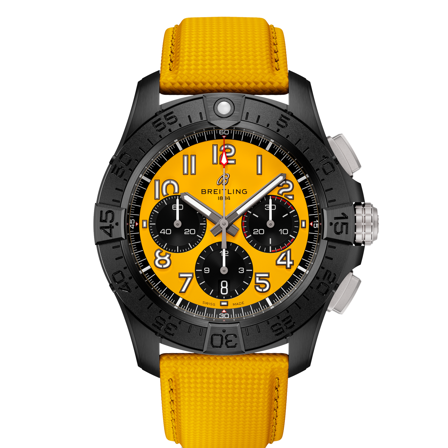Breitling Avenger B01 Chronograph 44mm Night Mission Watch with Yellow Dial