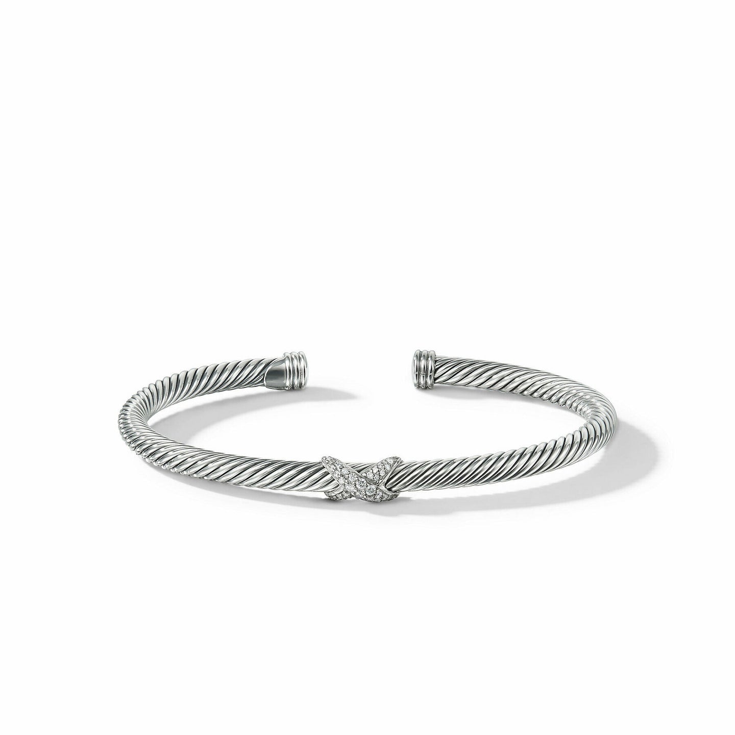 David Yurman X Classic Cable Station Bracelet in Sterling Silver with Diamonds, 4mm in Sterling Silver (Image 2)