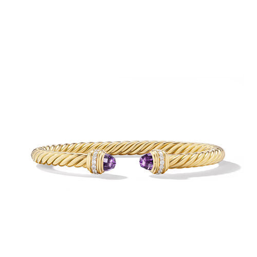 Classic Cablespira Bracelet in 18K Yellow Gold with Amethyst and