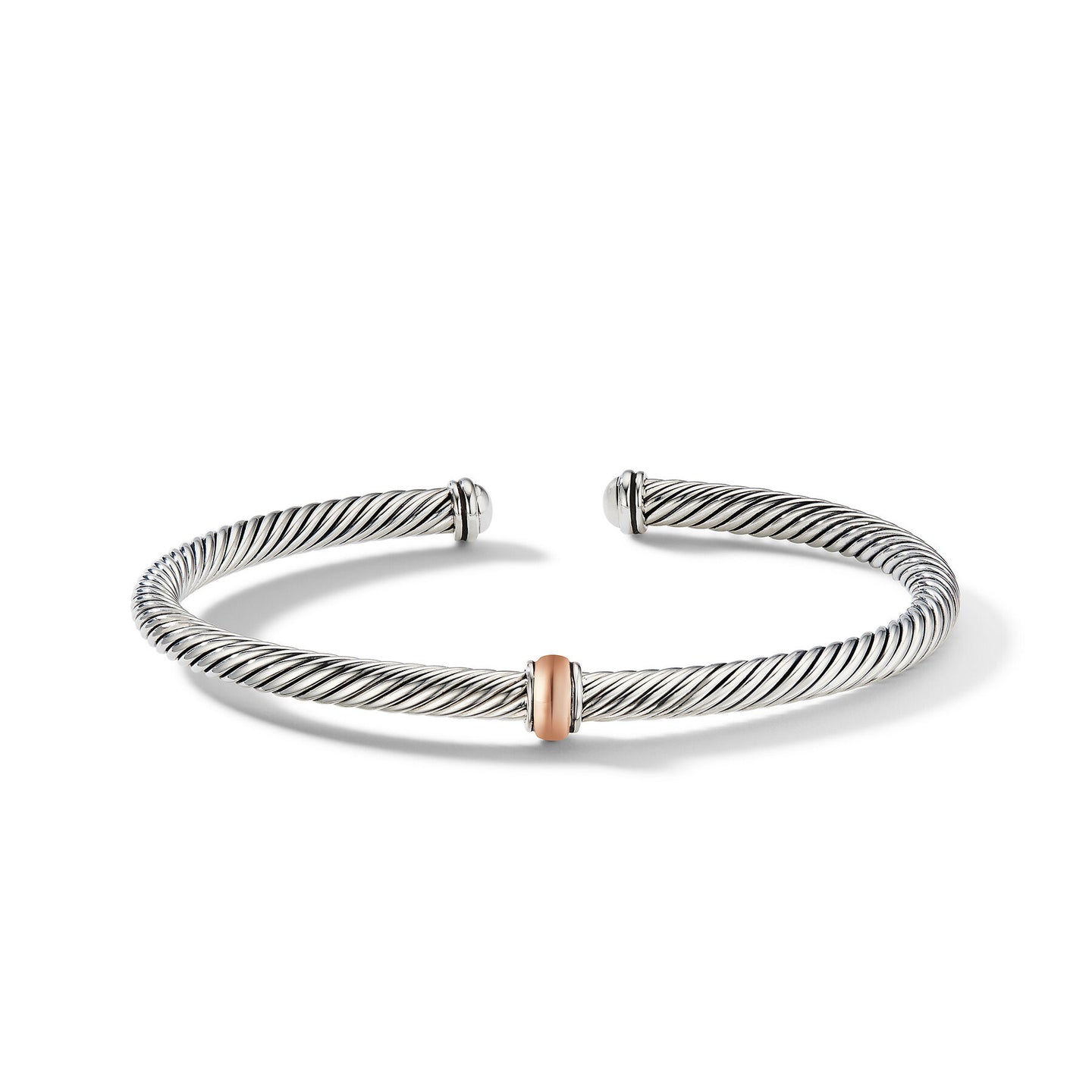David Yurman Cable Bracelet in Stainless Steel and 18-Karat Rose Gold (Image 4)