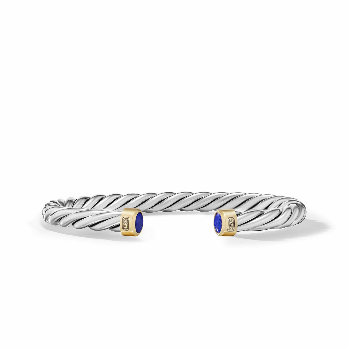 David Yurman Cable Cuff Bracelet in Sterling Silver with 18K Yellow Gold and Lapis, 6mm in 18-Karat Rose Gold