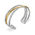Crossover Three Row Cuff Bracelet in Sterling Silver with 14K Yellow Gold, 20mm, Size Large