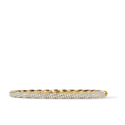 Cable Edge Bracelet in Recycled 18K Yellow Gold with Full Pavé Diamonds, Size Medium