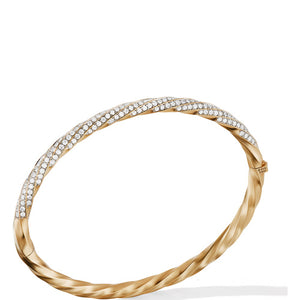 Cable Edge Bracelet in Recycled 18K Yellow Gold with Full Pavé Diamonds, Size Medium