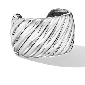 Sculpted Cable Cuff Bracelet in Sterling Silver, Size Large