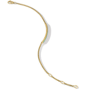 Petite Pavé Bar Bracelet in 18K Yellow Gold with Emeralds, 1.7mm