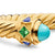 Renaissance Cablespira Cuff in 18K Yellow Gold with Turquoise, Tsavorite and Tanzanite, 9mm