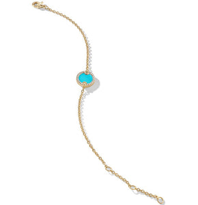 Petite DY Elements Center Station Chain Bracelet in 18K Yellow Gold with Turquoise and Pavé Diamonds