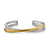 Crossover Two Row Cuff Bracelet in Sterling Silver with 14K Yellow Gold, 11mm, Size Medium