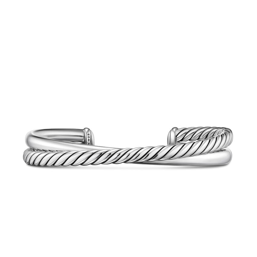 Crossover Two Row Cuff in Sterling Silver, 10.7mm