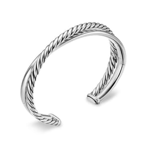 Crossover Two Row Cuff in Sterling Silver, 10.7mm