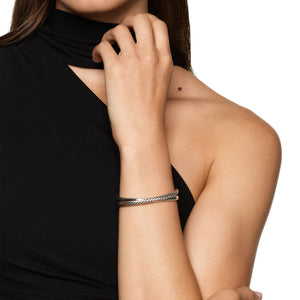 Crossover Two Row Cuff in Sterling Silver, 10.7mm