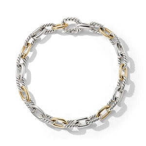 DY Madison Chain Bracelet in Sterling Silver with 18K Yellow Gold, Size Medium
