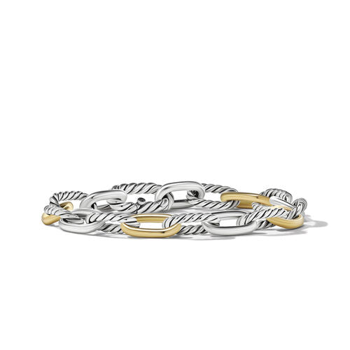 DY Madison Chain Bracelet in Sterling Silver with 18K Yellow Gold, Size Medium