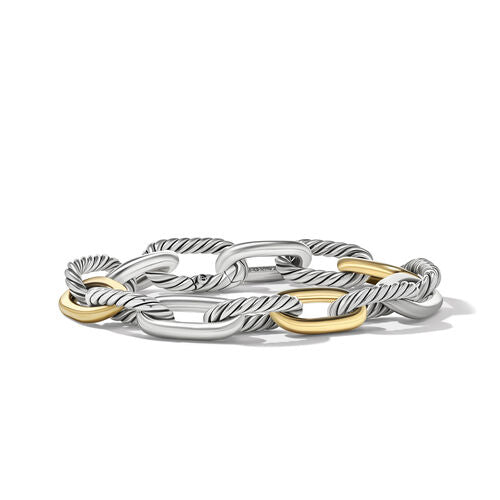 DY Madison Chain Bracelet in Sterling Silver with 18K Yellow Gold, Size Medium