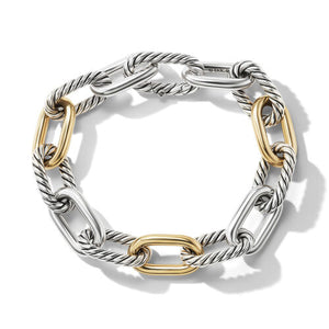 DY Madison Chain Bracelet in Sterling Silver with 18K Yellow Gold, Size Medium