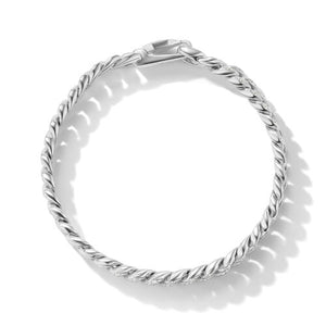 Curb Chain Bracelet in Sterling Silver with Pavé Diamonds, Size Large
