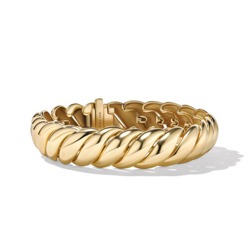 Sculpted Cable Bracelet in 18K Yellow Gold, 14mm