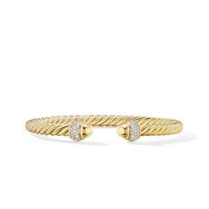 Cable Bracelet in 18K Yellow Gold with Diamonds, Size Medium
