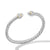 Cable Bracelet in Sterling Silver with 18K Yellow Gold and Diamonds, Size Medium