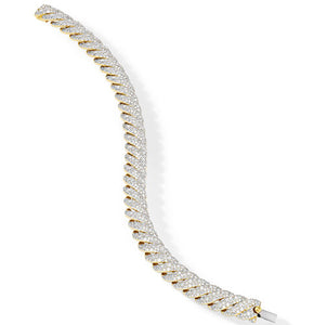 Sculpted Cable Bracelet in 18K Yellow Gold with Diamonds, Size Medium