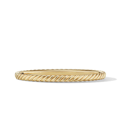 Sculpted Cable Bangle Bracelet in 18K Yellow Gold, Size Medium