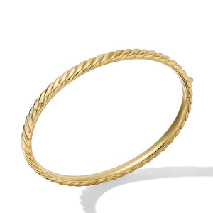 Sculpted Cable Bangle Bracelet in 18K Yellow Gold, Size Medium