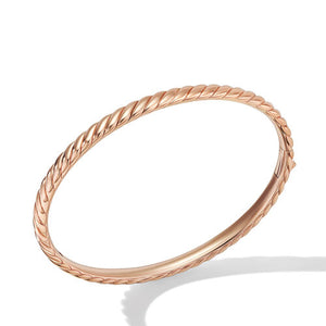 Sculpted Cable Bangle Bracelet in 18K Rose Gold, 4.6mm
