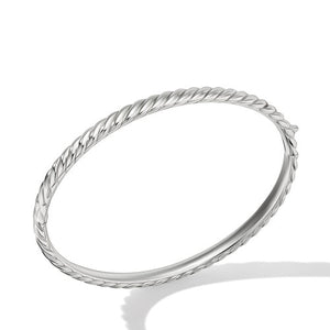 Sculpted Cable Bangle Bracelet in 18K White Gold, Size Medium