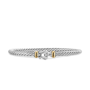 Cable Flex Buckle Bracelet in Sterling Silver with 14K Yellow Gold, 4mm
