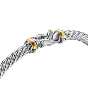 Cable Flex Buckle Bracelet in Sterling Silver with 14K Yellow Gold, 4mm