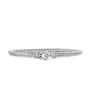 Cable Flex Buckle Bracelet in Sterling Silver with Diamonds, 4mm