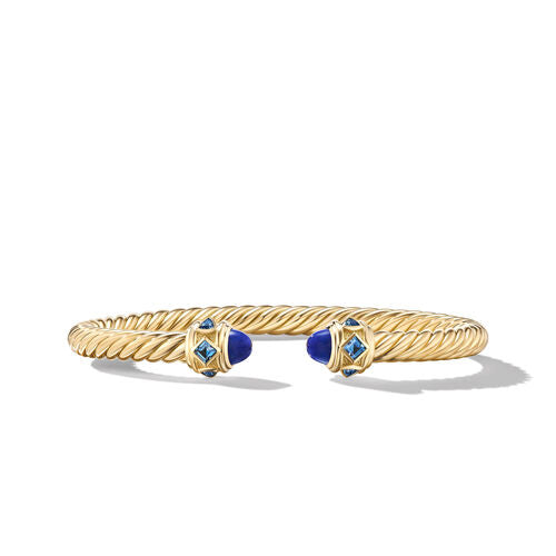 Cablespira Bracelet in Yellow Gold with Lapis and Hampton Blue Topaz
