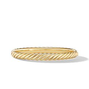 Sculpted Cable Bangle Bracelet in 18K Yellow Gold, Size Large