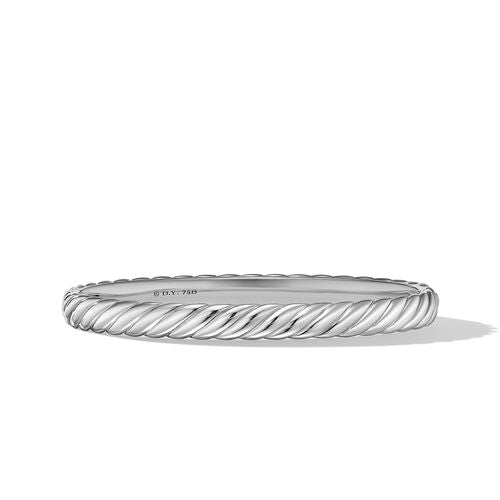 Sculpted Cable Bangle Bracelet in 18K White Gold, Size Medium